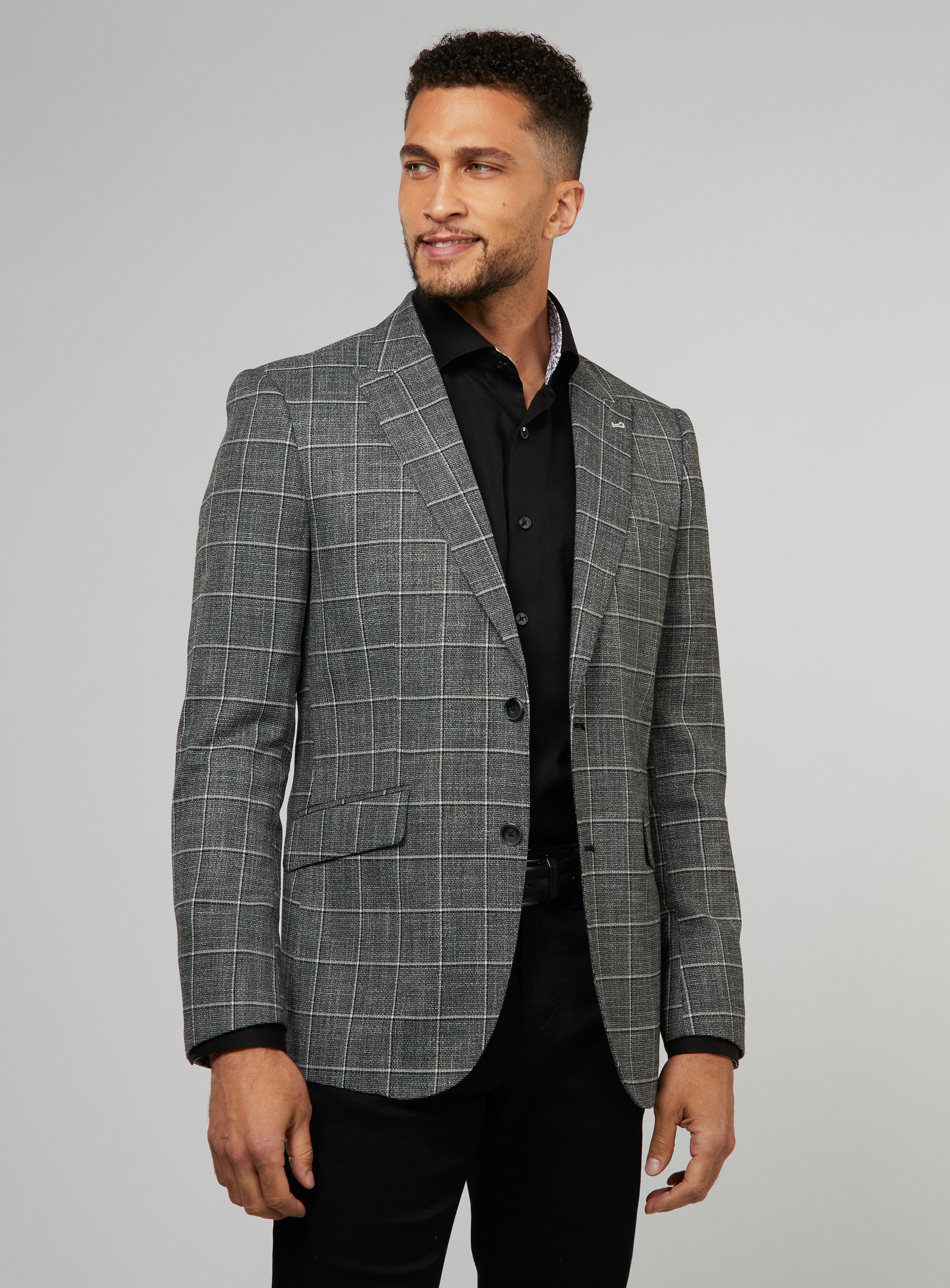 Checked Charcoal Sport Jacket for men - Anthony of London