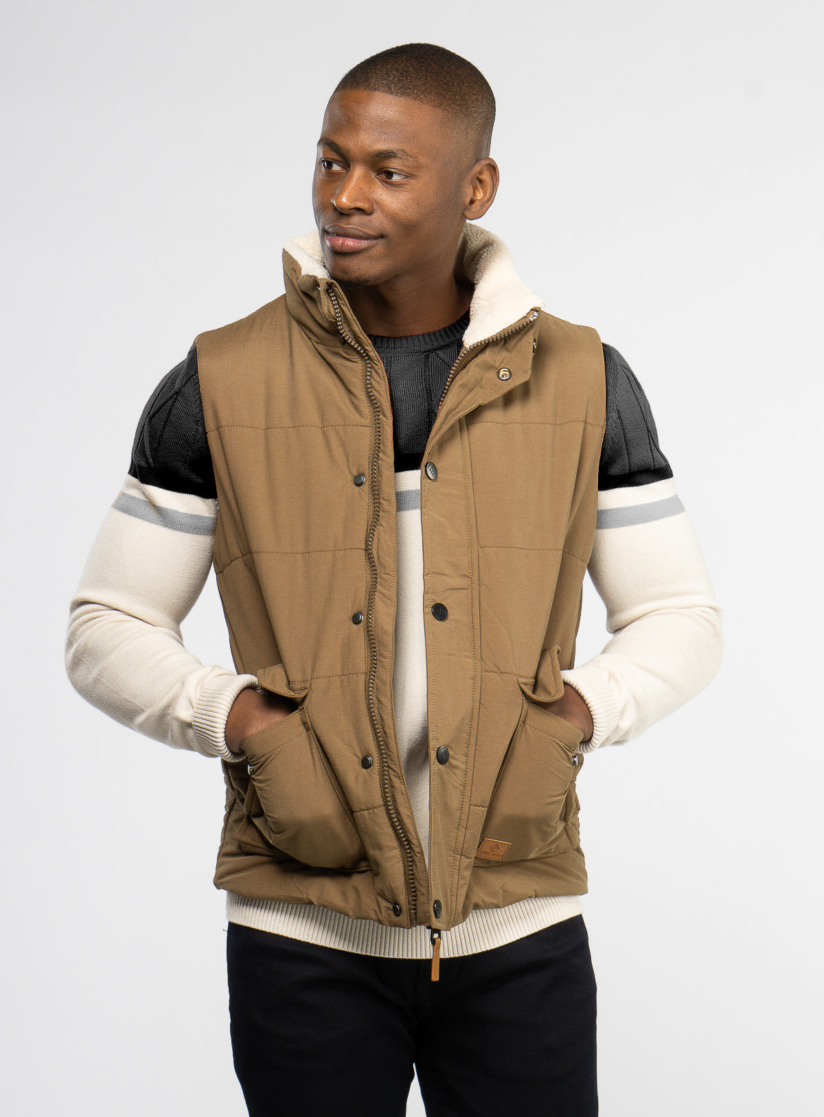 Sherpa lined puffer vest sale