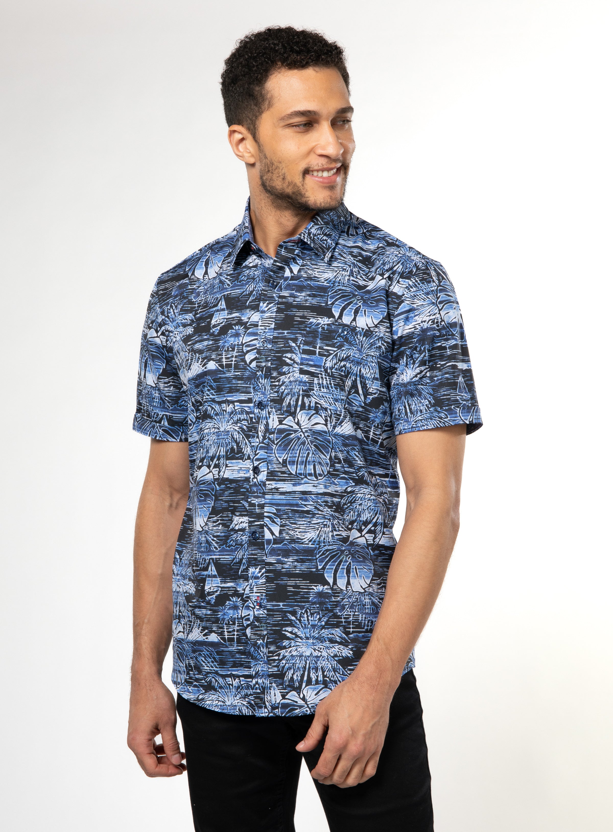 Sailboats Print Short Sleeve Shirt