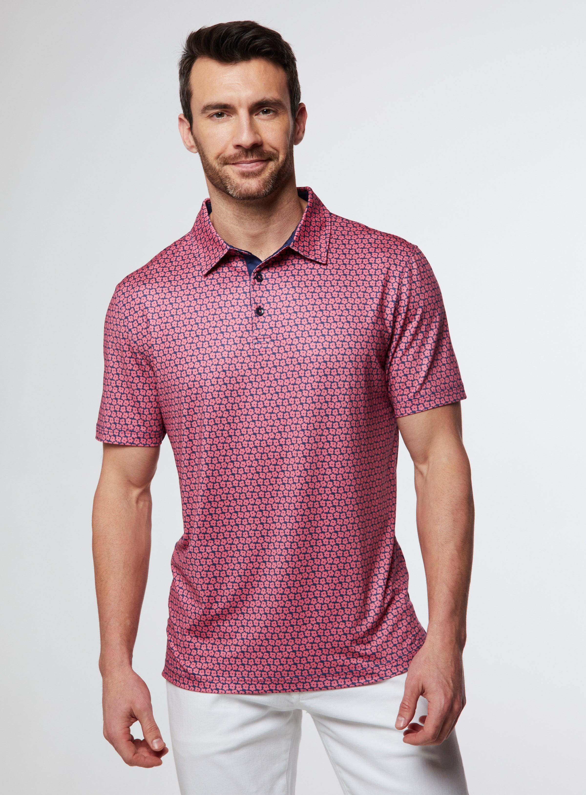 Pink button up hot sale polo shirt