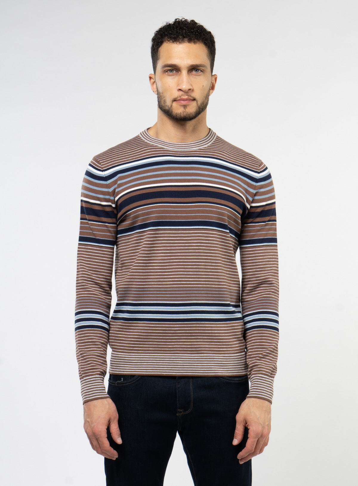 Taupe Stripped Sweater for men - Anthony of London