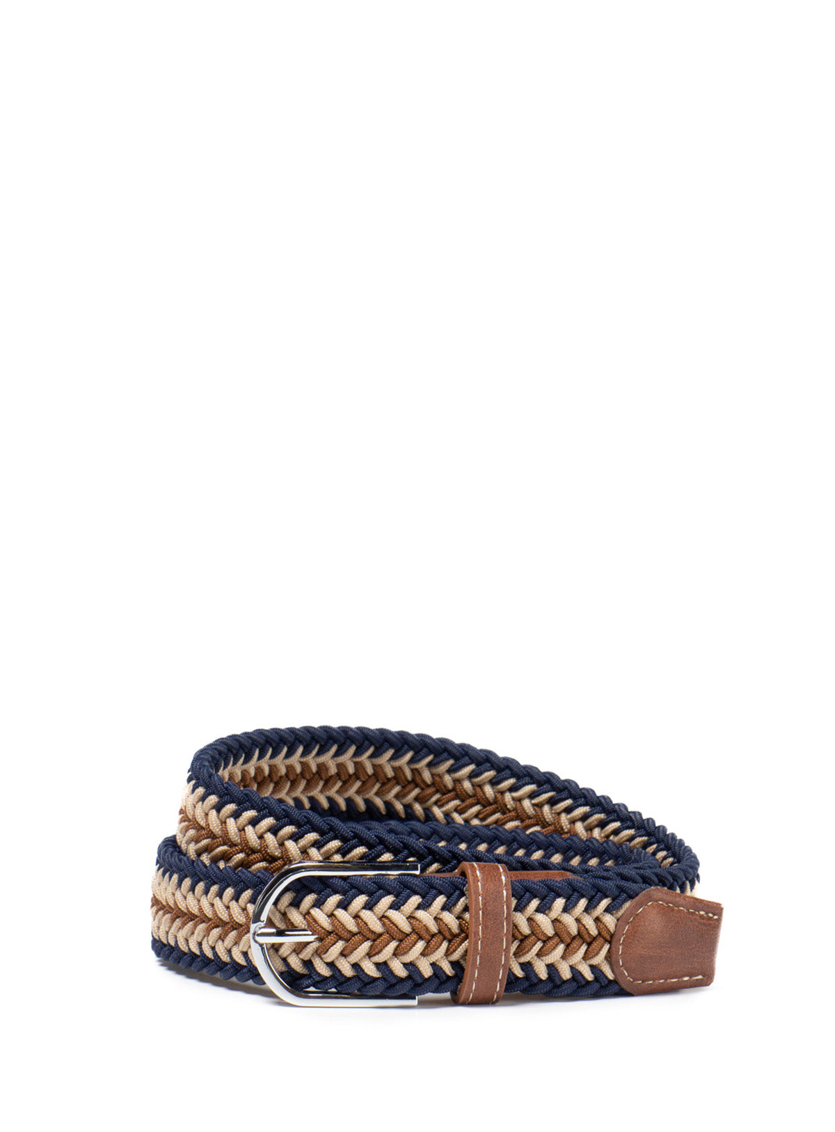 Multi Navy and White - Woven Stretch Belt