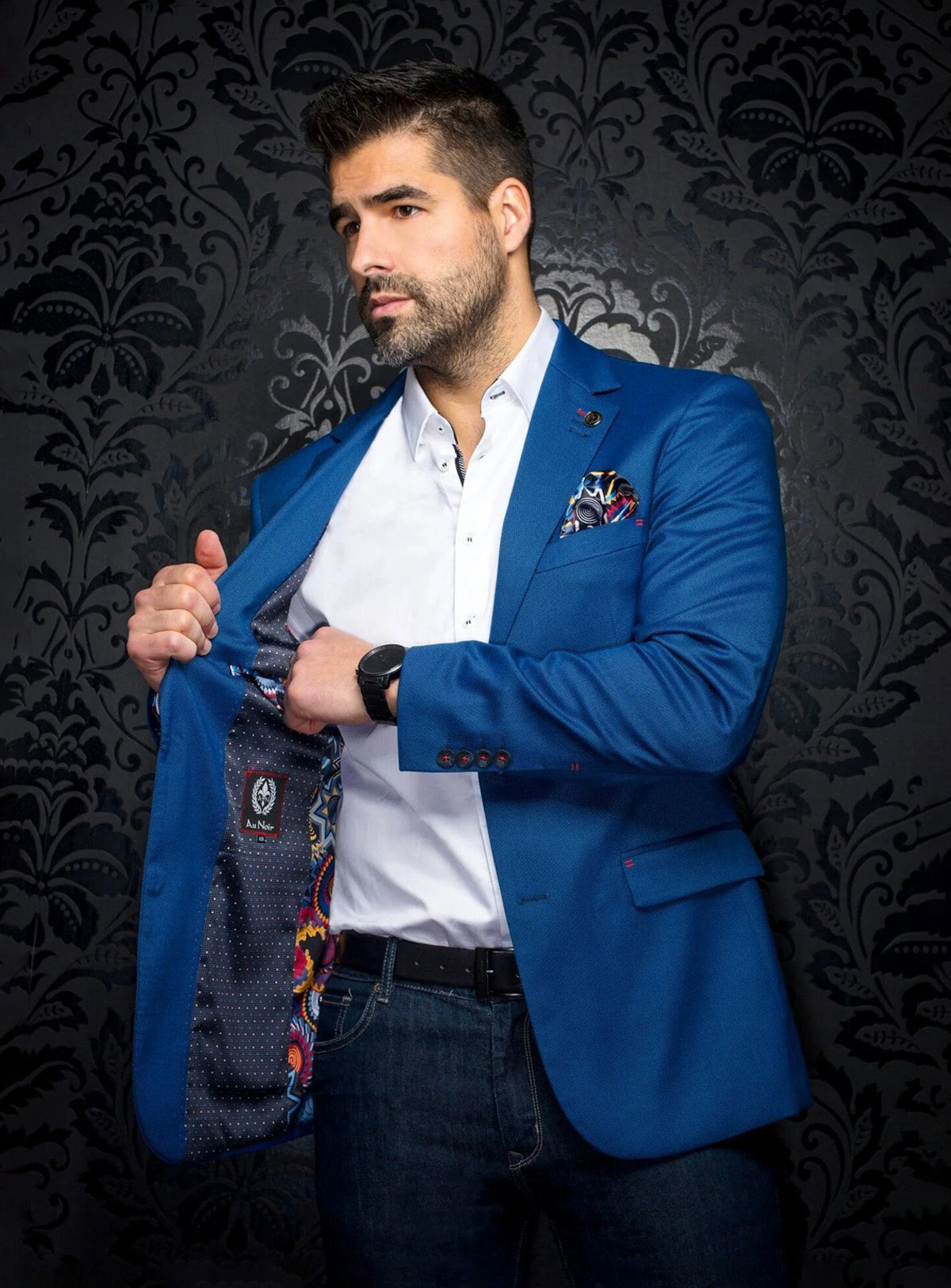 Royal blue floral on sale blazer