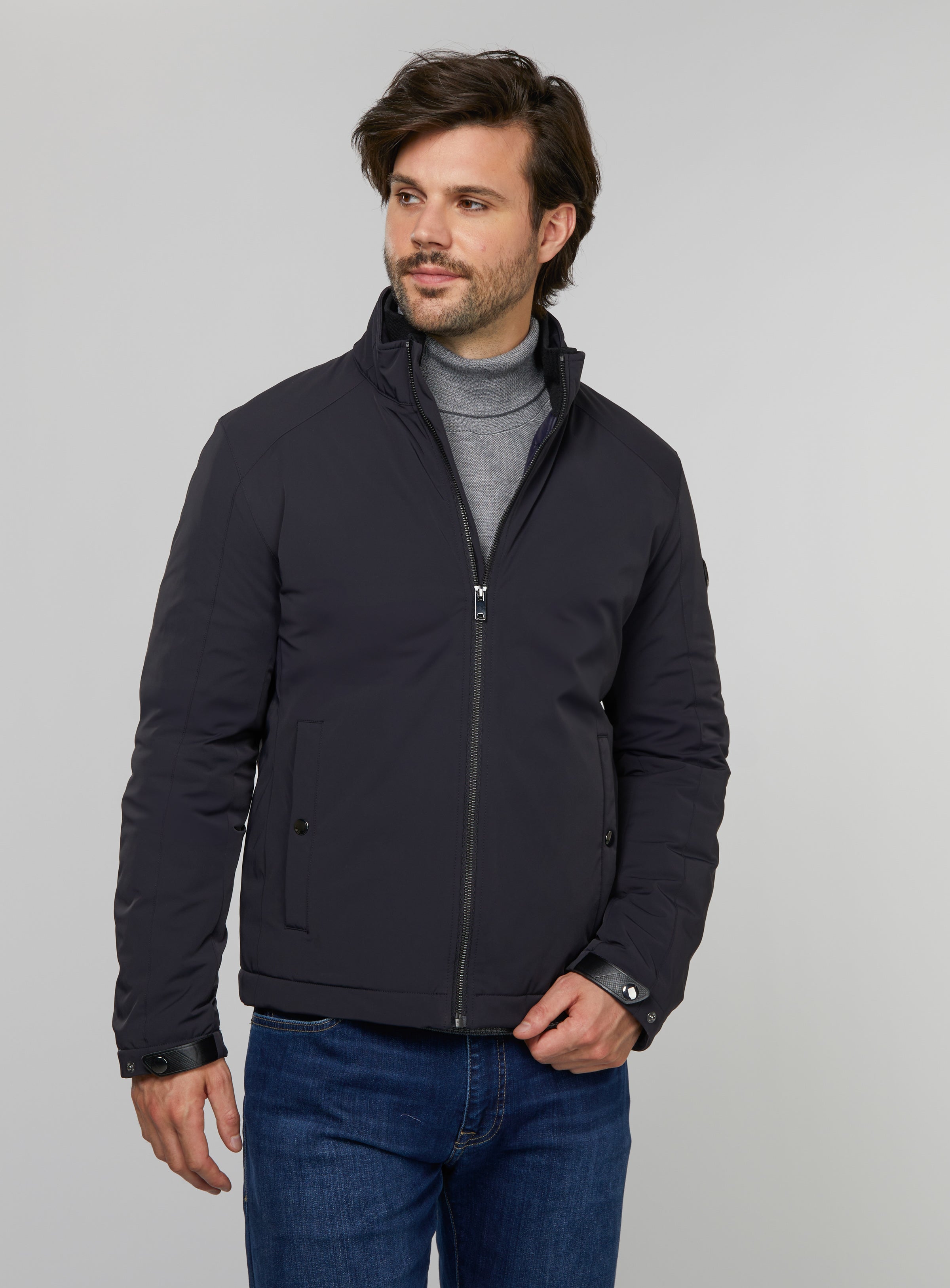 Navy Semi Quilted Coat