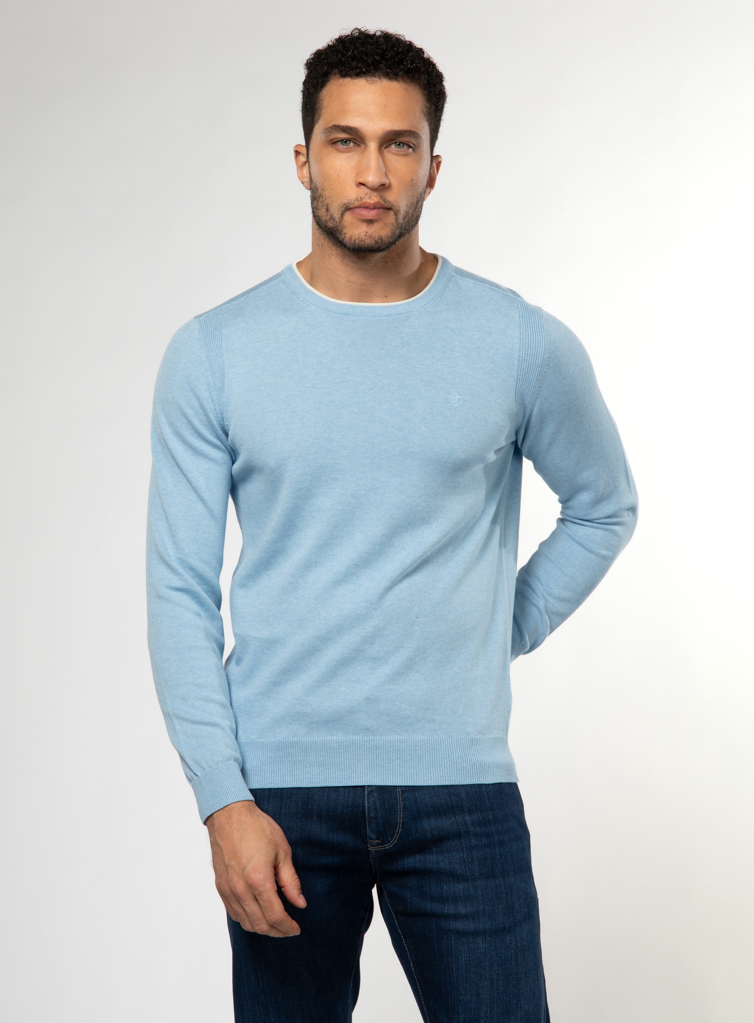 Pastel blue crew on sale neck