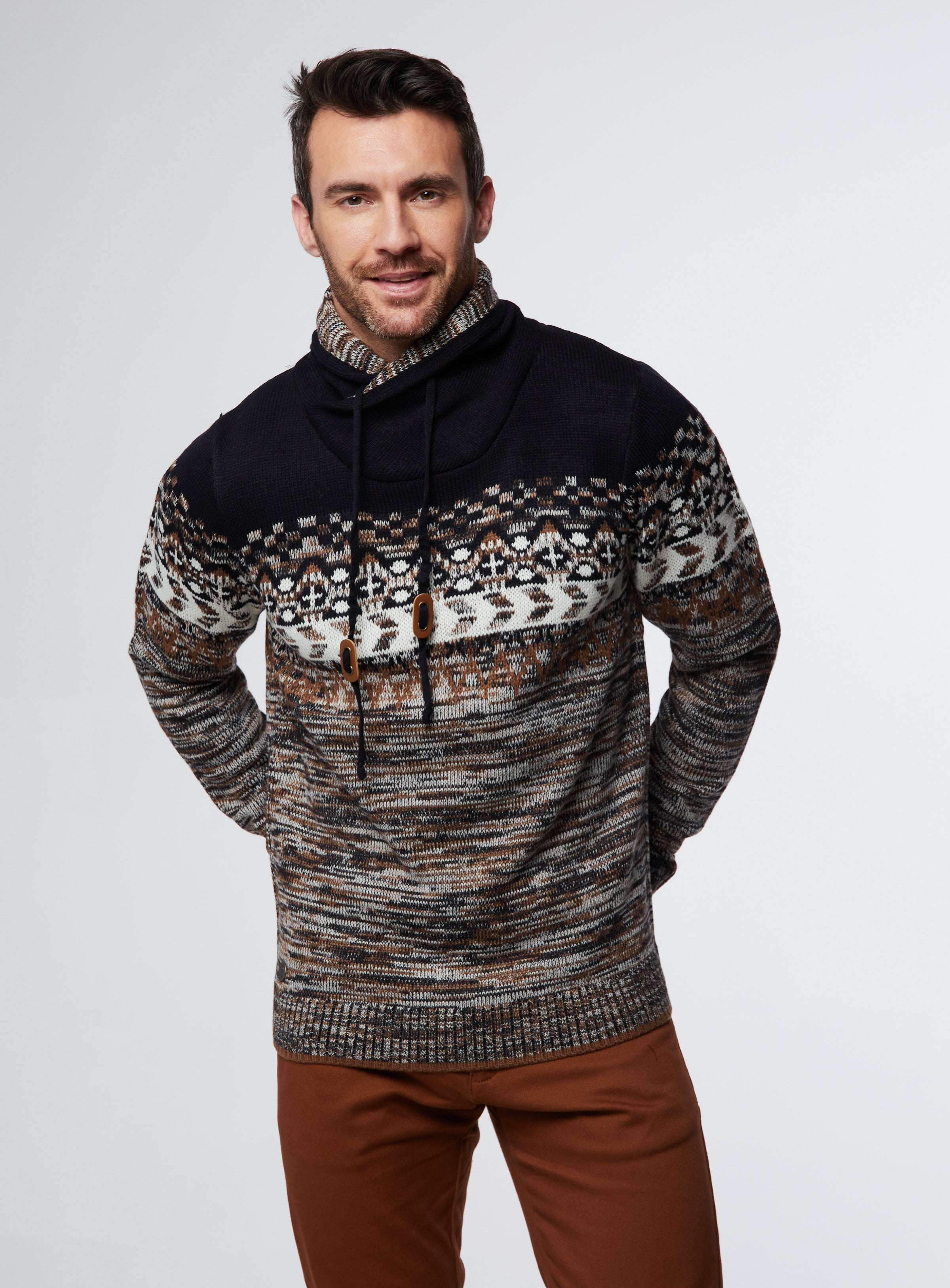 Shawl neck 2025 sweater mens