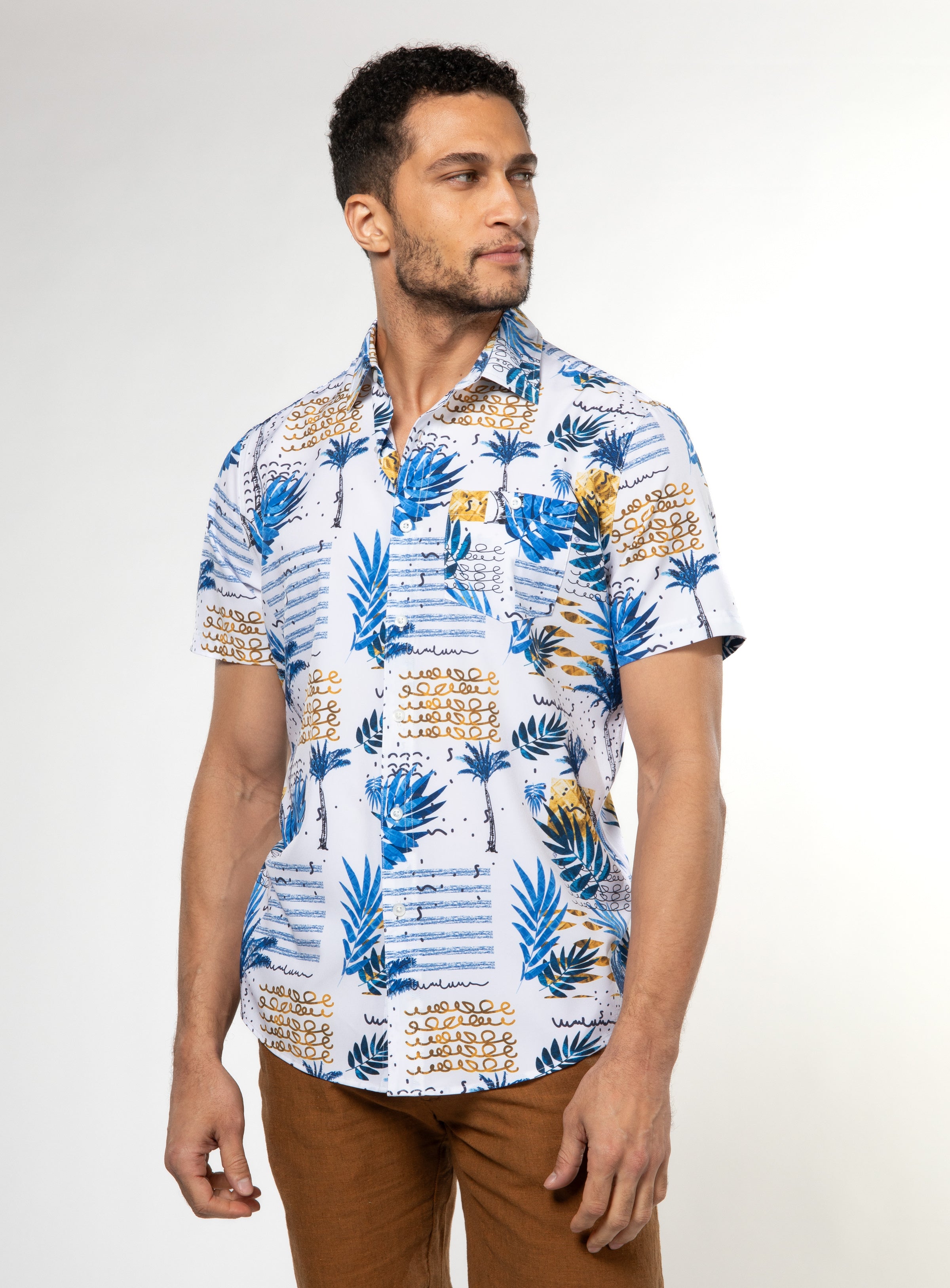 Palm Trees Print Short Sleeve Shirt for men - Point Zero