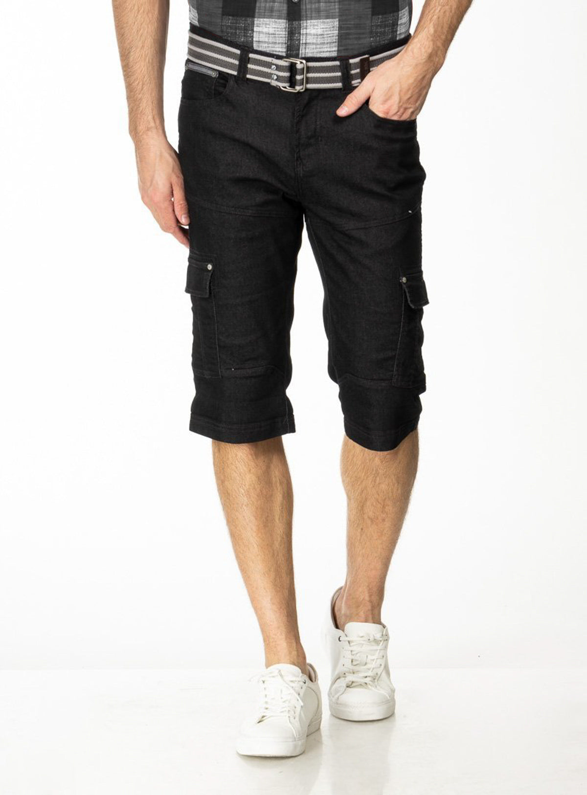 Black denim bermuda shorts hotsell