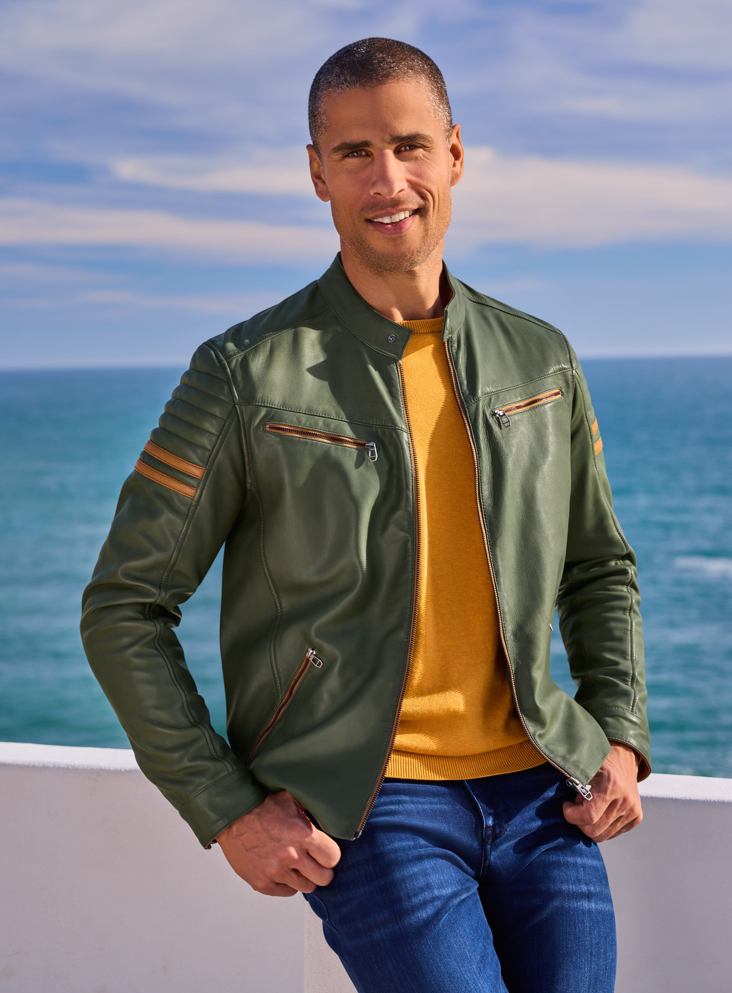 Buy Leather Retail Green Full Sleeves Jacket for Men Online @ Tata CLiQ