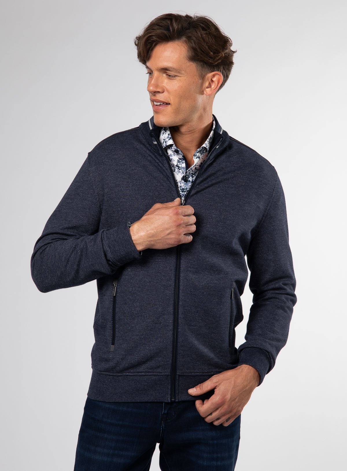 Navy Zipped Cardigan for men - Orvieto