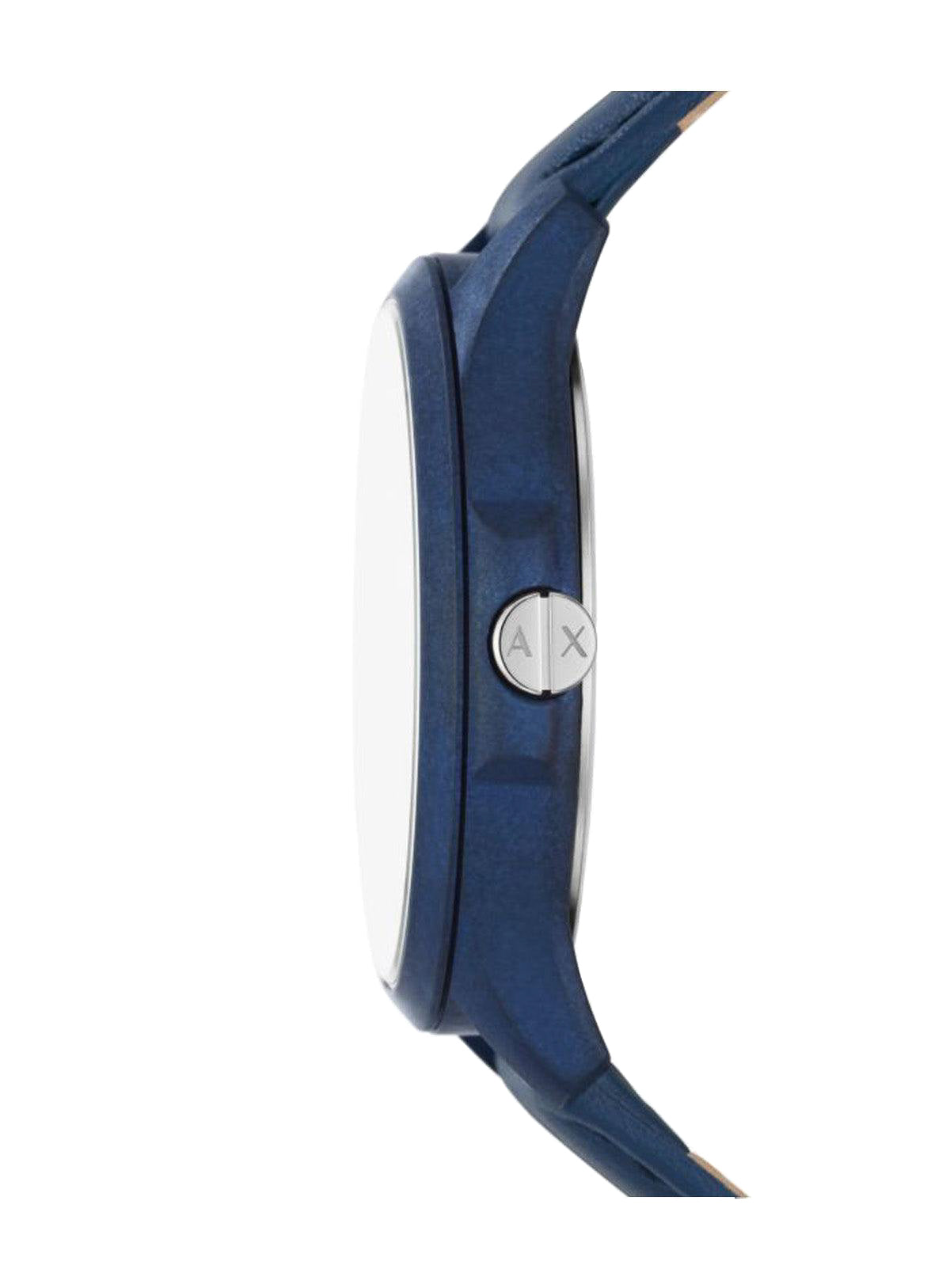 Blue Leather Three-Hand Watch